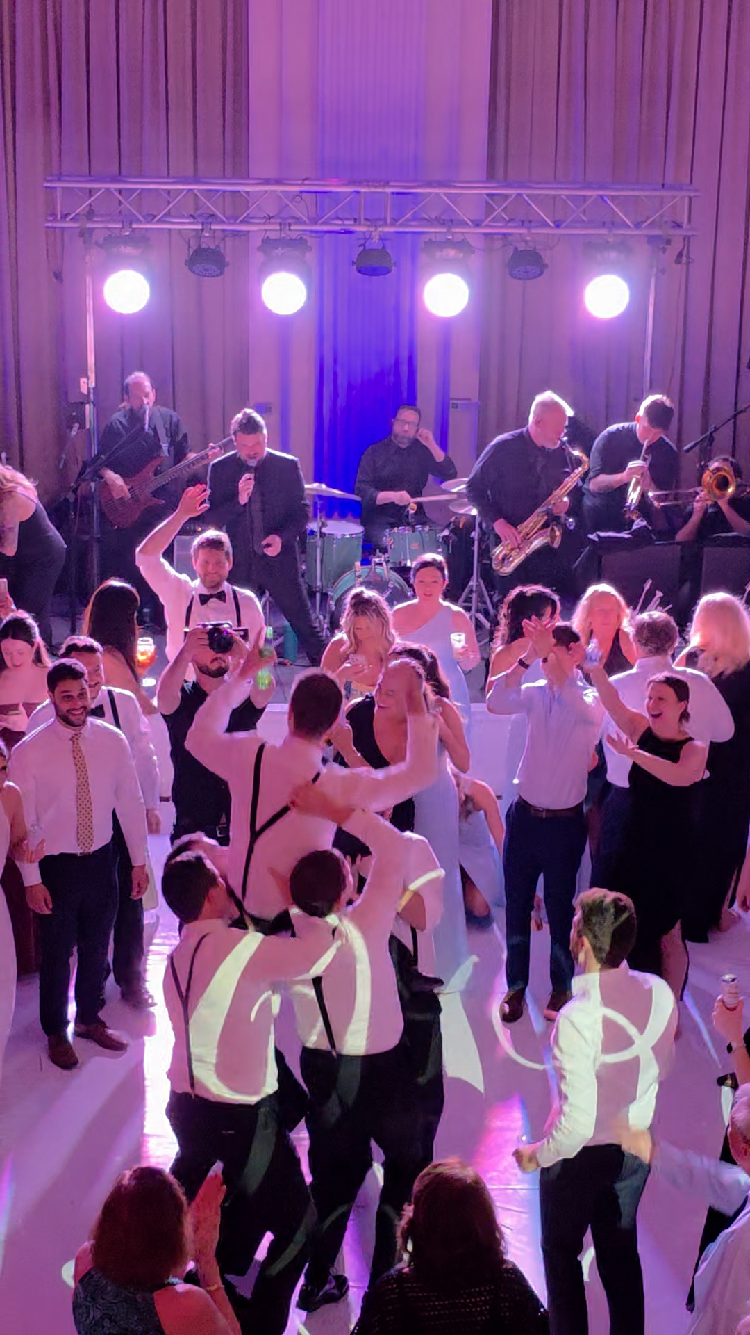 Wedding reception dance floor with live band